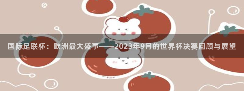 2026年世界杯赛程:国际足联杯:欧洲最大盛事——2023年9月的世界杯决赛回顾与展望